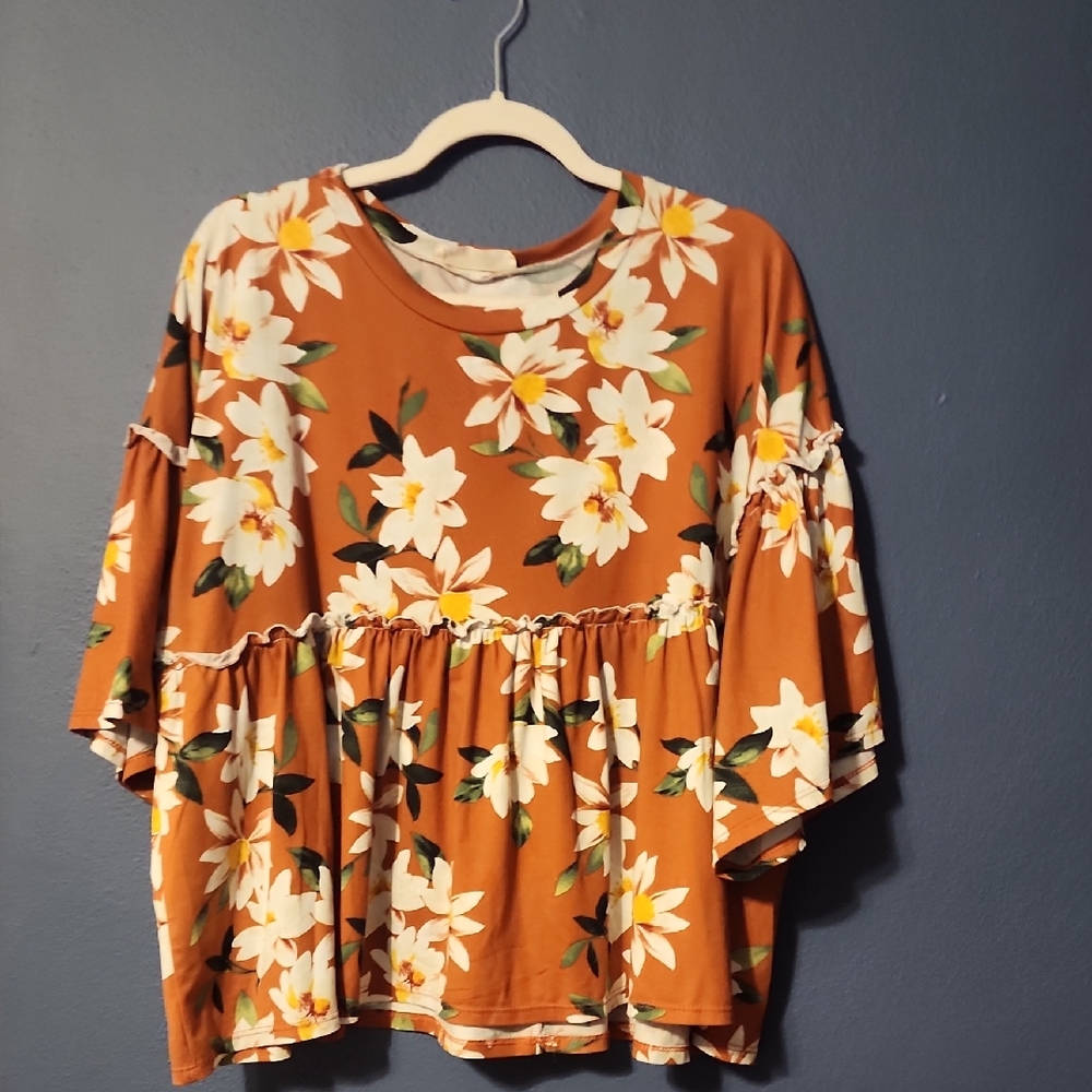 Vine & Love Floral Blouse - Brown and Cream